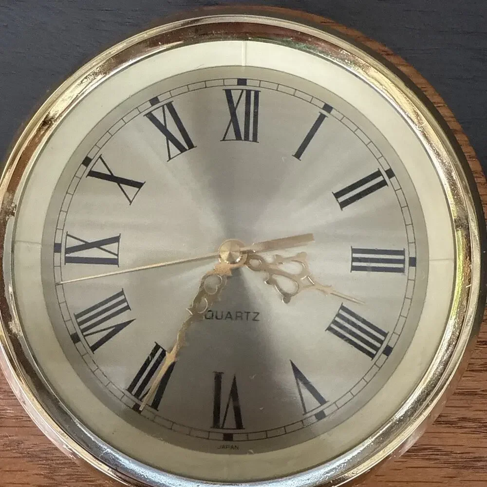 Vintage handmade wooden mantle clock quartz made in Japan